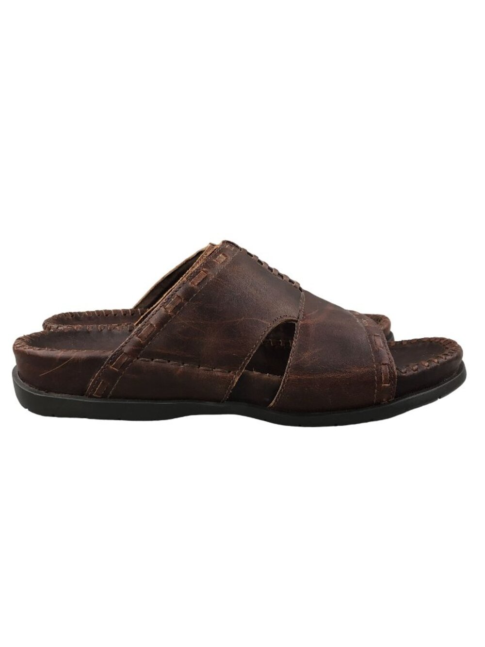 Ocean Pacific Men's 9 Karma Brown Leather Open Toe Boho Jesus Sandals BRAZIL